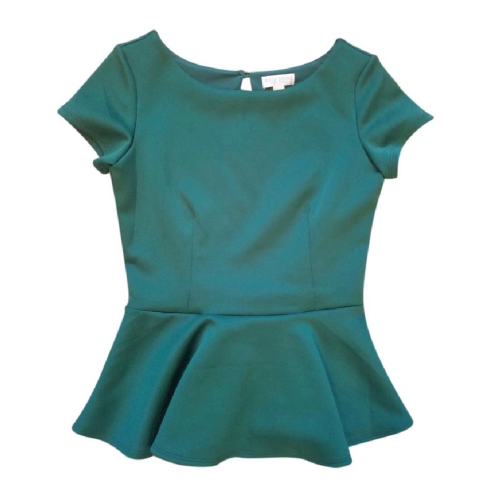 Bisou Bisou Forest Green Peplum Top